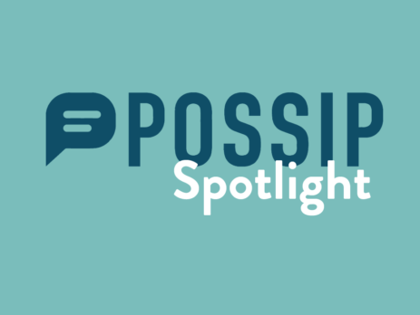The Possip logo (which is a "P" with message lines in it) with the words "Possip spotlight."