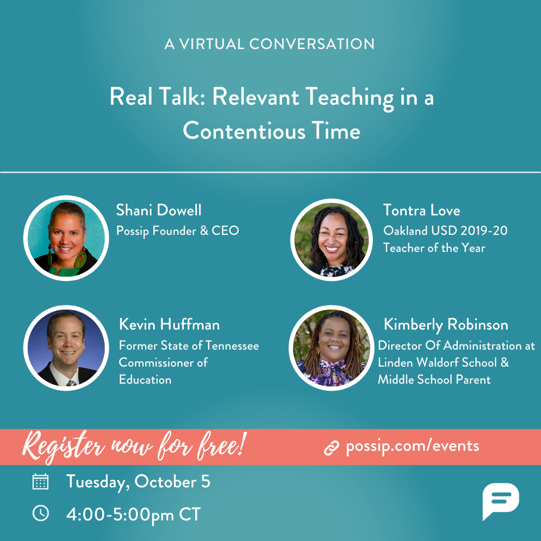 real talk speakers listed by name, shani dowell, tontra love, Kevin hoffman, and Kimberly robinson October 5th, 2021