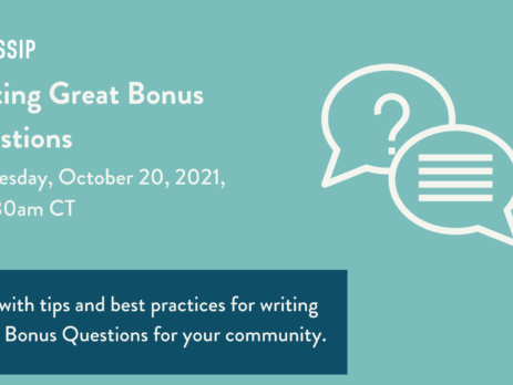 Writing Great Bonus Questions Event Header that says Wednesday, October 20 from 11-11:30am CT and the text "leave with tips and best practices for writing Possip Bonus Questions for your community."