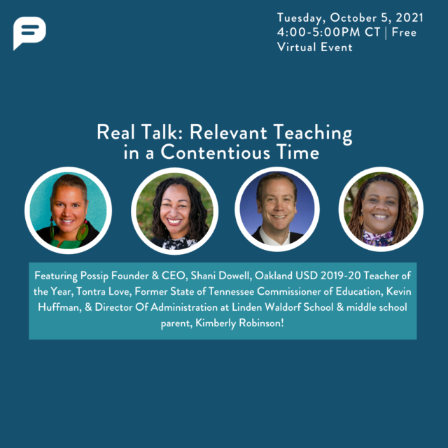 Four speakers shown to discuss Real Talk event on October 5th, 2021